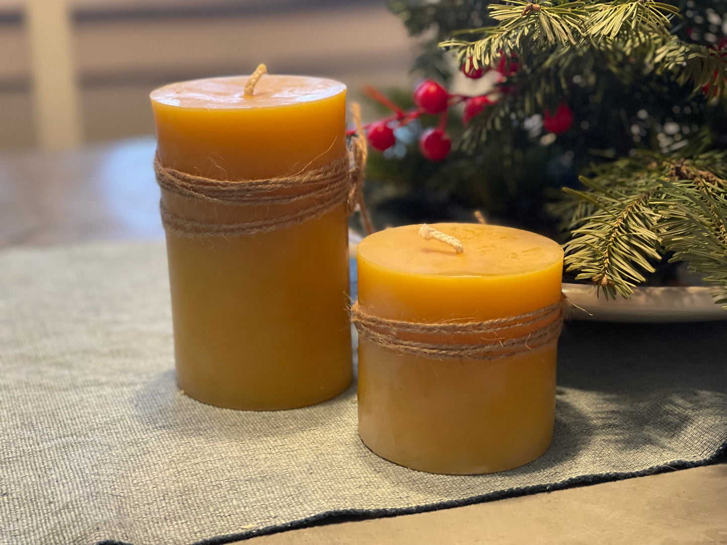 Our Most Popular Candles!  100% Pure Beeswax Pillar Candles- Hand Made in Maine in 3" and 5" sizes